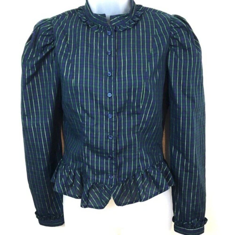 Cottage Core Prairie Style Ruffle Blouse Handmade Victorian Western School Ma'am